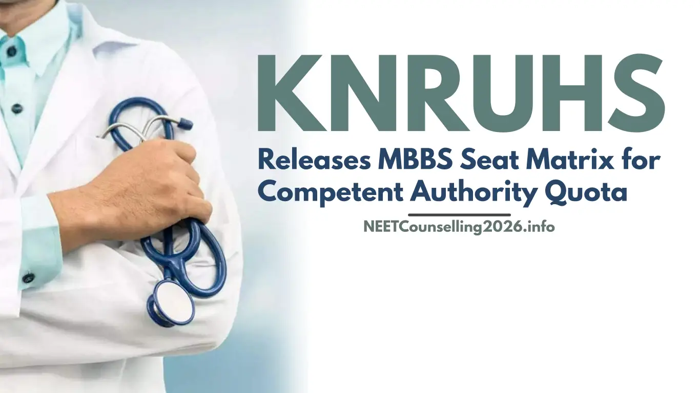 KNRUHS Releases MBBS Seat Matrix for Competent Authority Quota