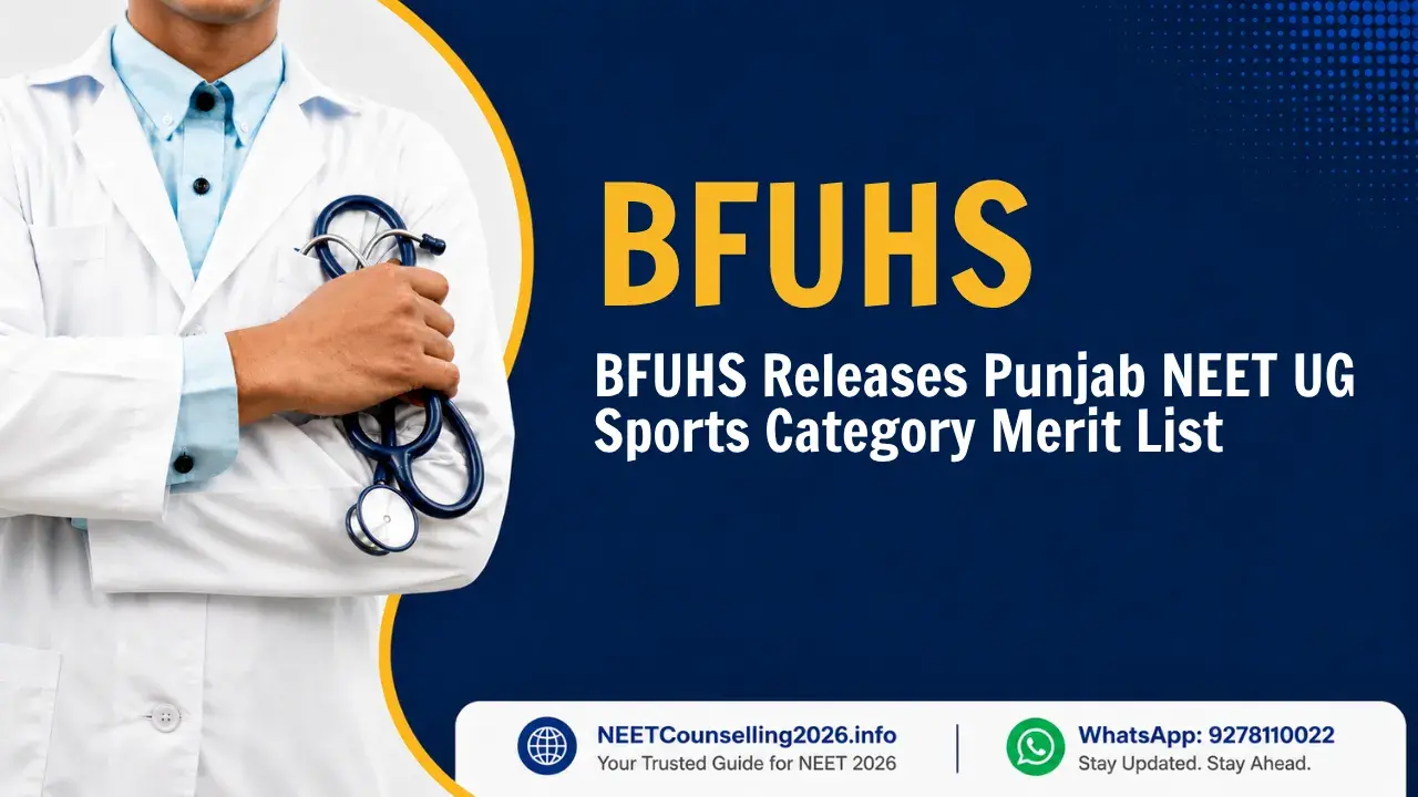 BFUHS Releases Punjab NEET UG Sports Category Merit List