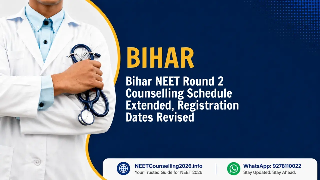 Bihar NEET Round 2 Counselling Schedule Extended, Registration Dates Revised