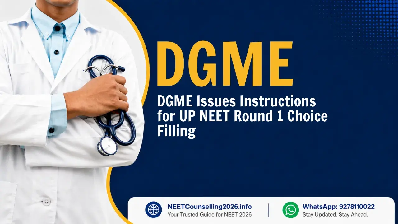 DGME Issues Instructions for UP NEET Round 1 Choice Filling