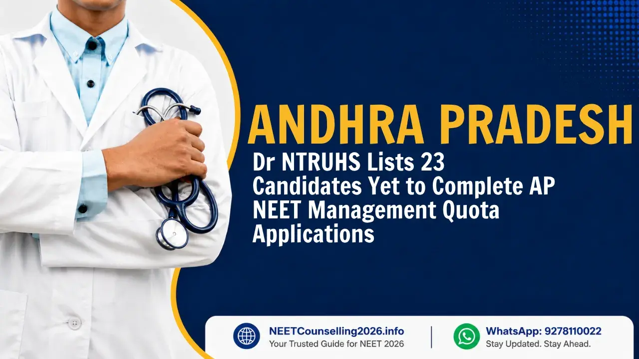 Dr NTRUHS Lists 23 Candidates Yet to Complete AP NEET Management Quota Applications