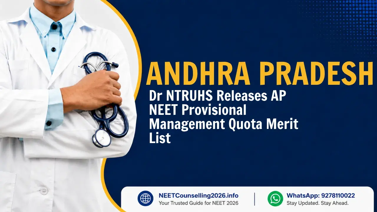 Dr NTRUHS Releases AP NEET Provisional Management Quota Merit List