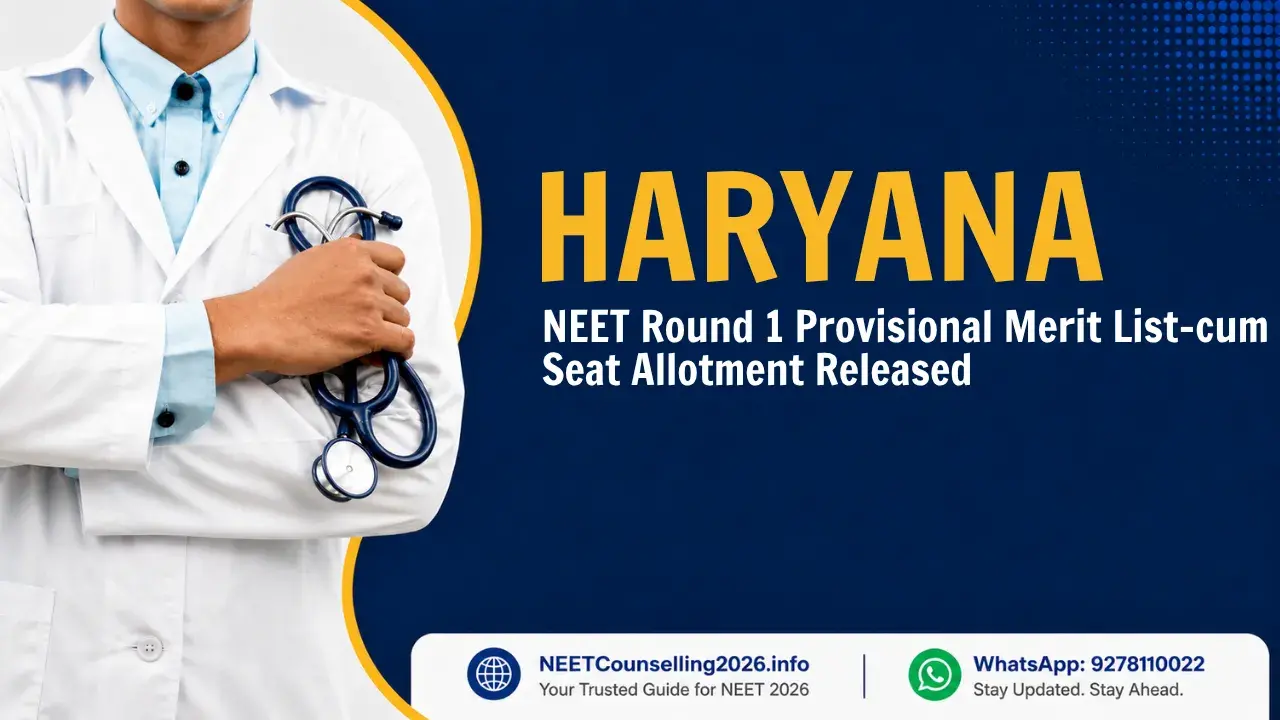 Haryana NEET Round 1 Provisional Merit List-cum-Seat Allotment Released