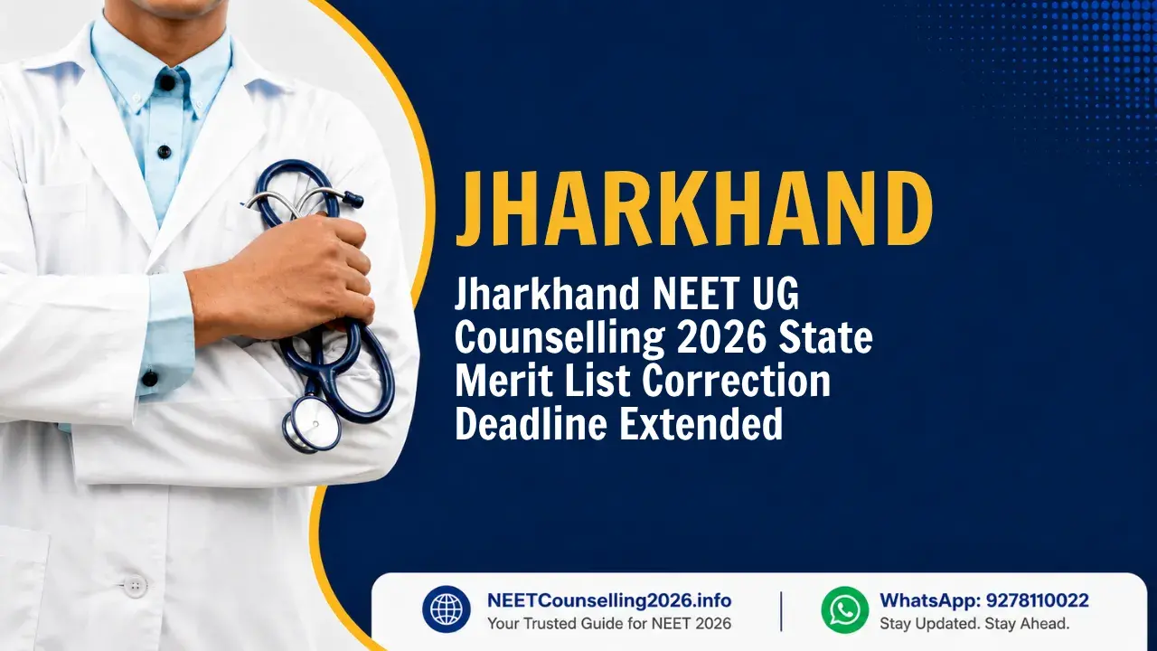 Jharkhand NEET UG Counselling 2026 State Merit List Correction Deadline Extended