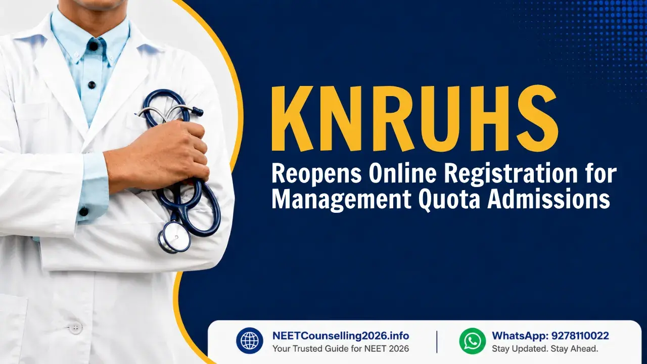 KNRUHS Reopens Online Registration for Management Quota Admissions