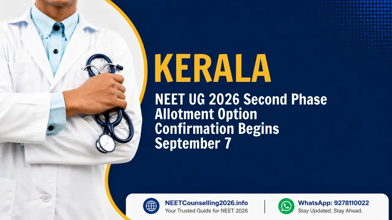 Kerala NEET UG 2026 Second Phase Allotment Option Confirmation Begins September 7