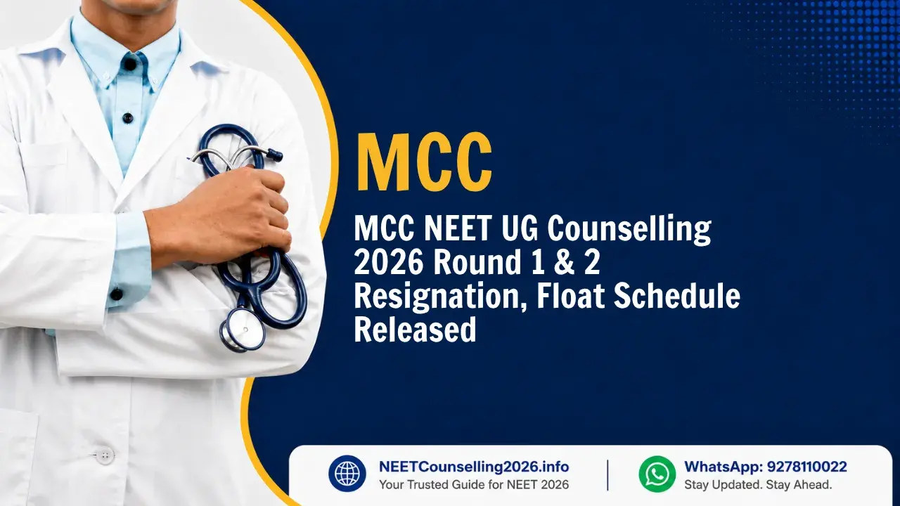 MCC NEET UG Counselling 2026 Round 1 & 2 Resignation, Float Schedule Released