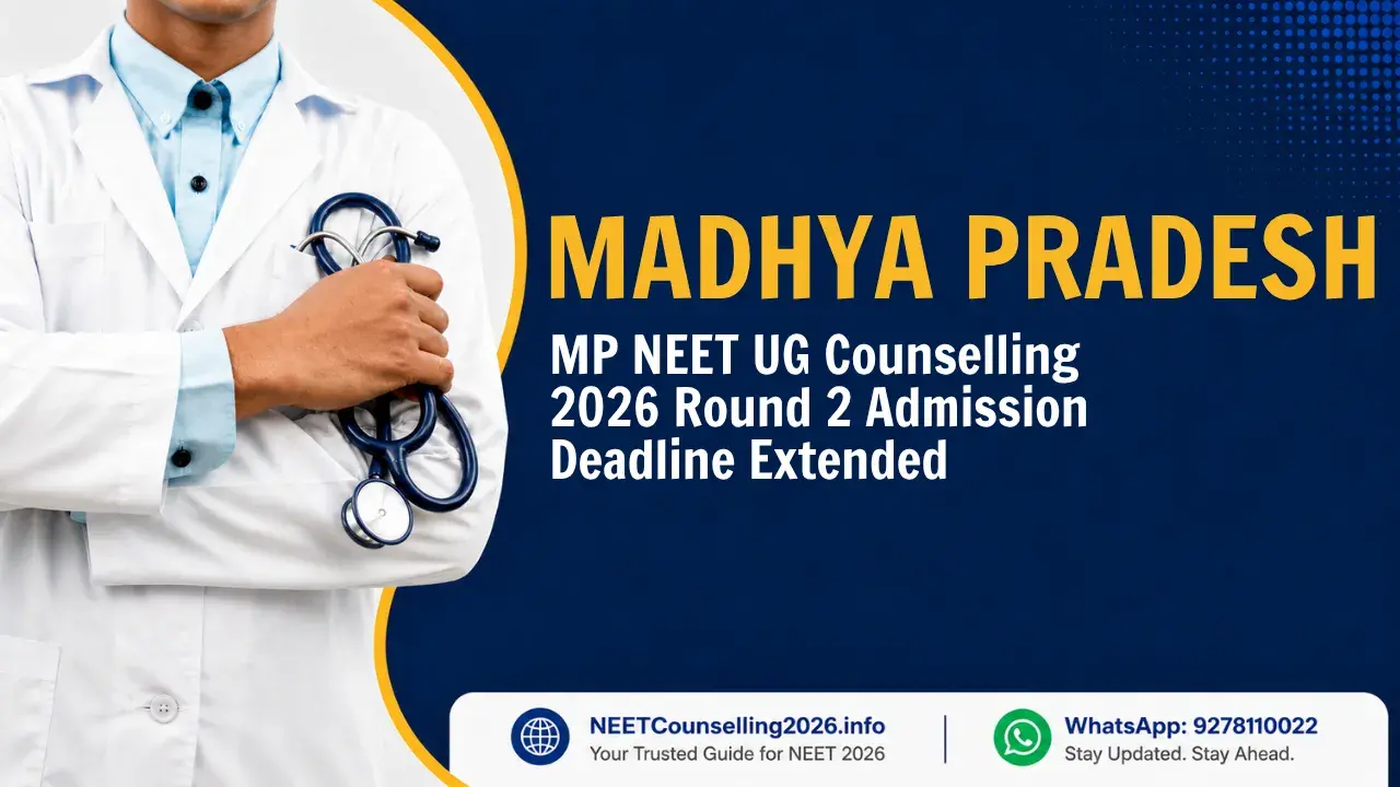 MP NEET UG Counselling 2026 Round 2 Admission Deadline Extended