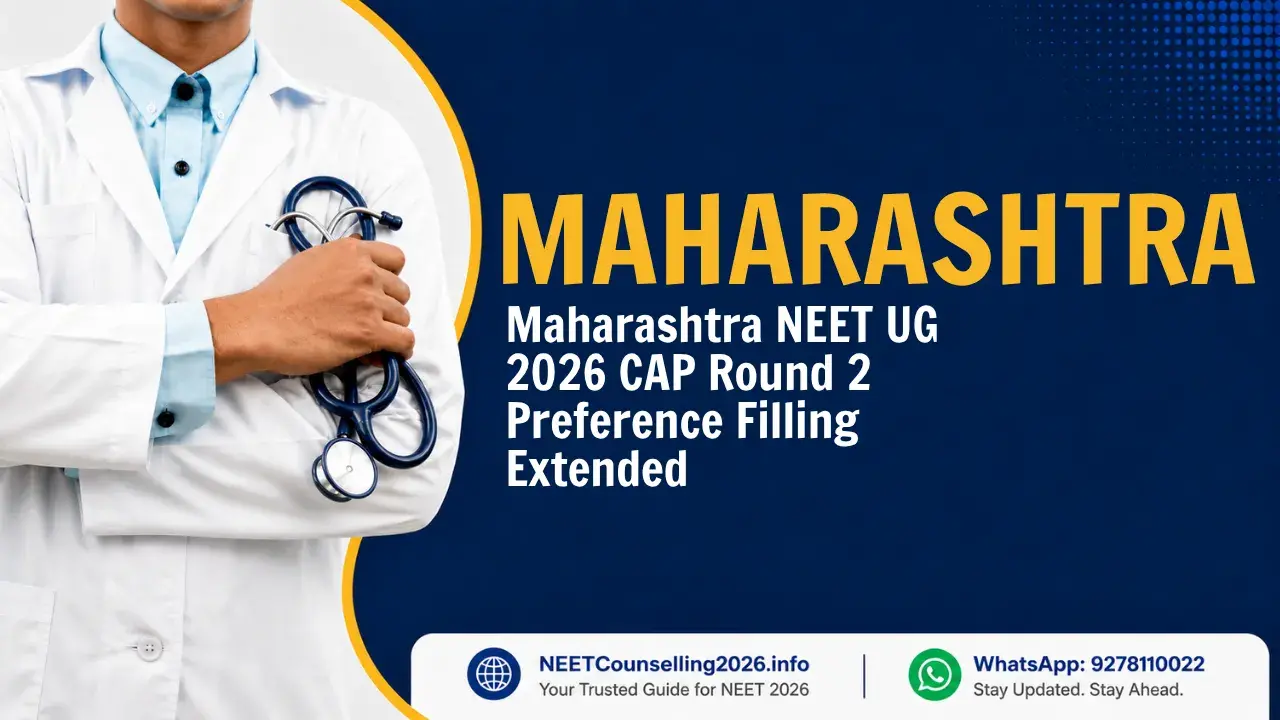 Maharashtra NEET UG 2026 CAP Round 2 Preference Filling Extended