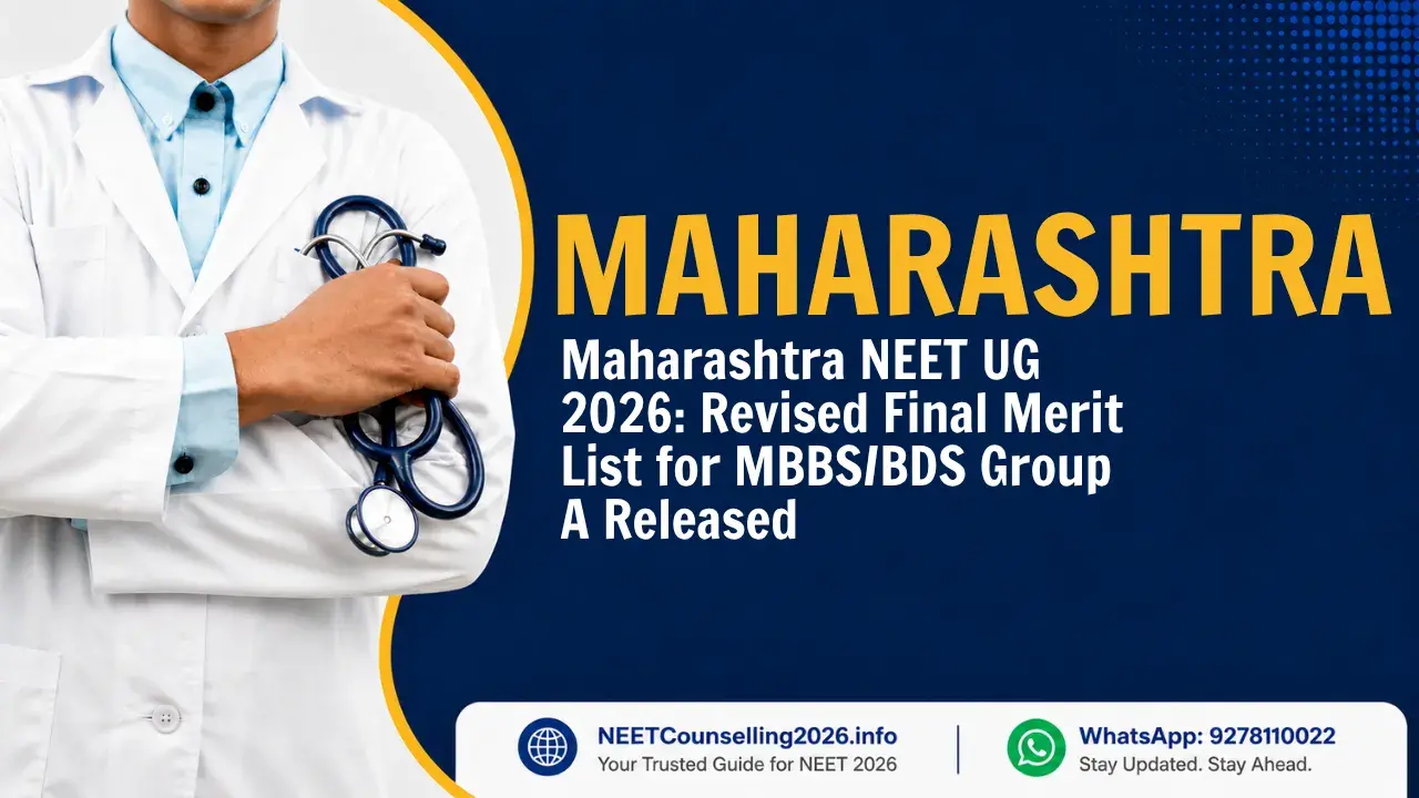 Maharashtra NEET UG 2026 Revised Final Merit List for MBBS/BDS Group A Released