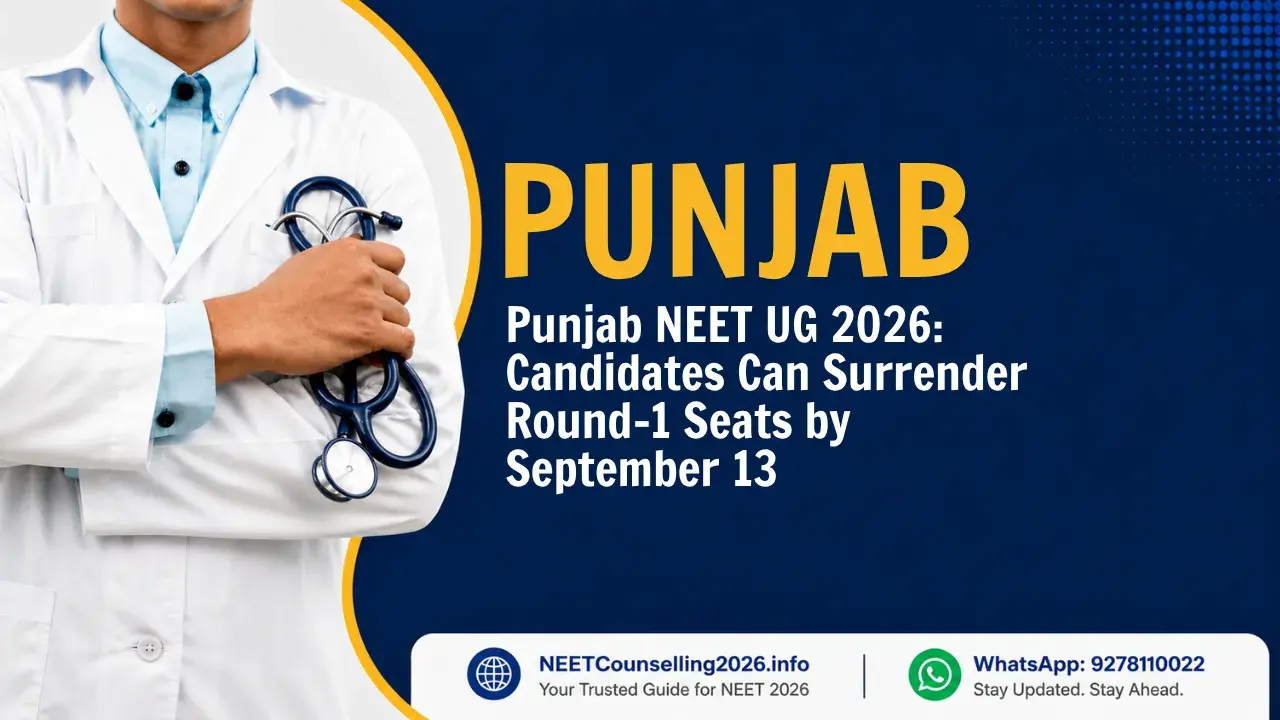 Punjab NEET UG 2026 Candidates Can Surrender Round-1 Seats by September 13