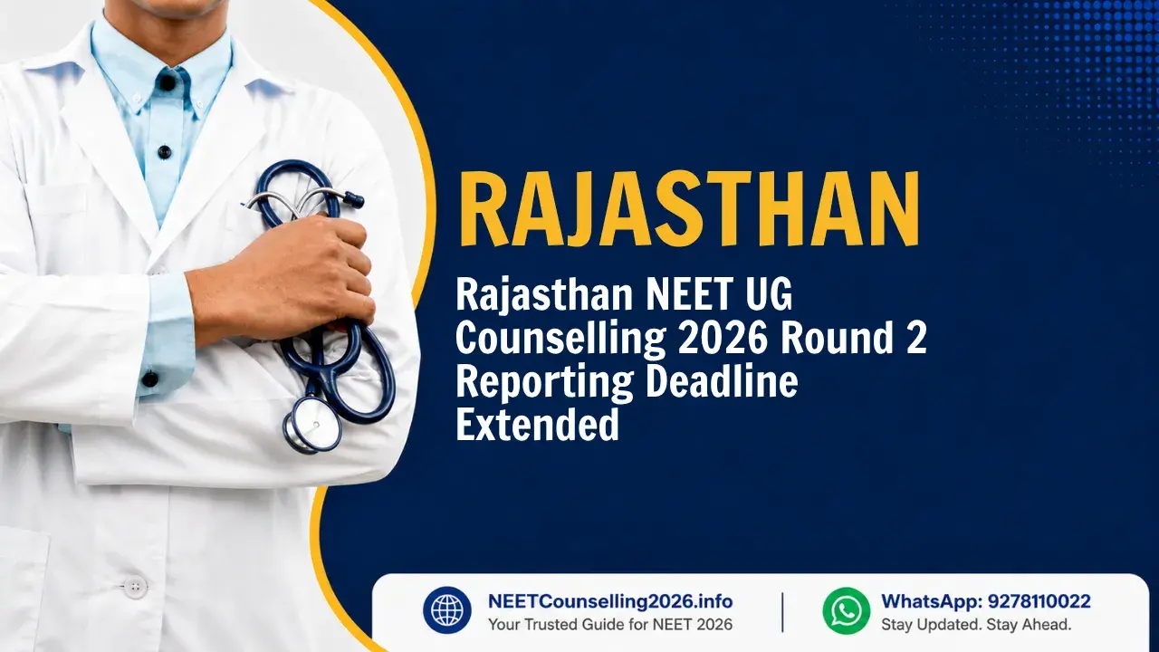 Rajasthan NEET UG Counselling 2026 Round 2 Reporting Deadline Extended