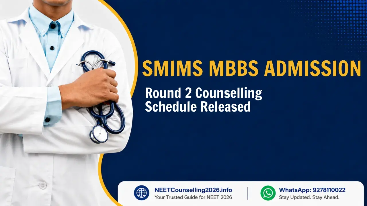 SMIMS MBBS Admission 2026 Round 2 Counselling Schedule Released