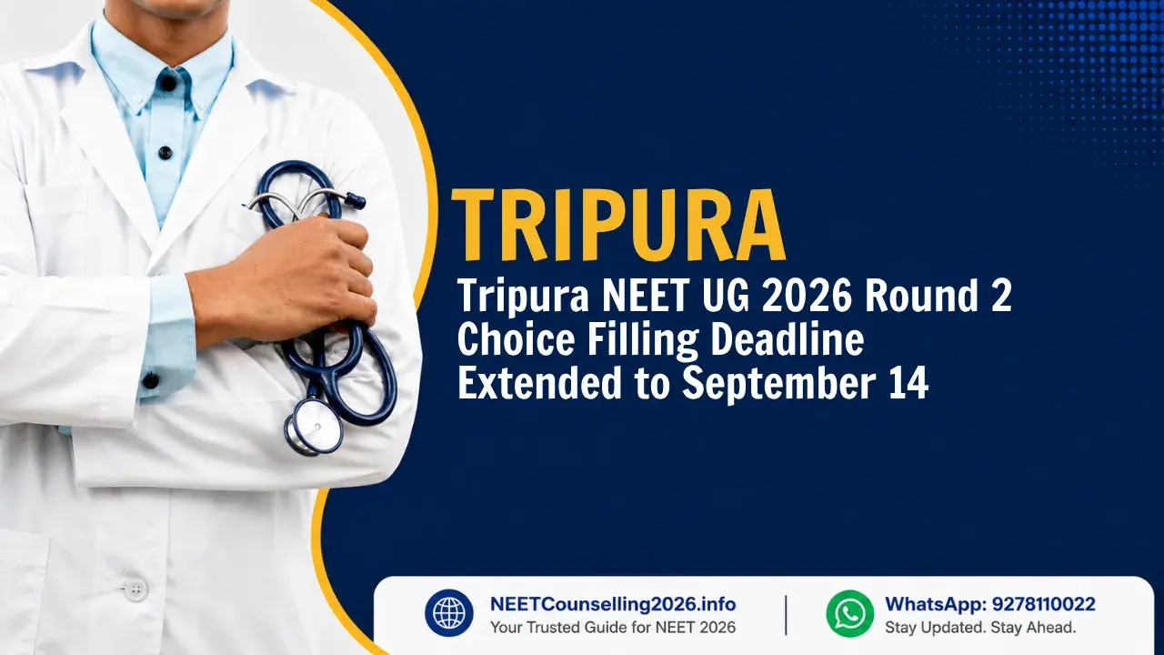 Tripura NEET UG 2026 Round 2 Choice Filling Deadline Extended to September 14