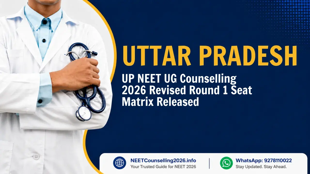 UP NEET UG Counselling 2026 Revised Round 1 Seat Matrix Released