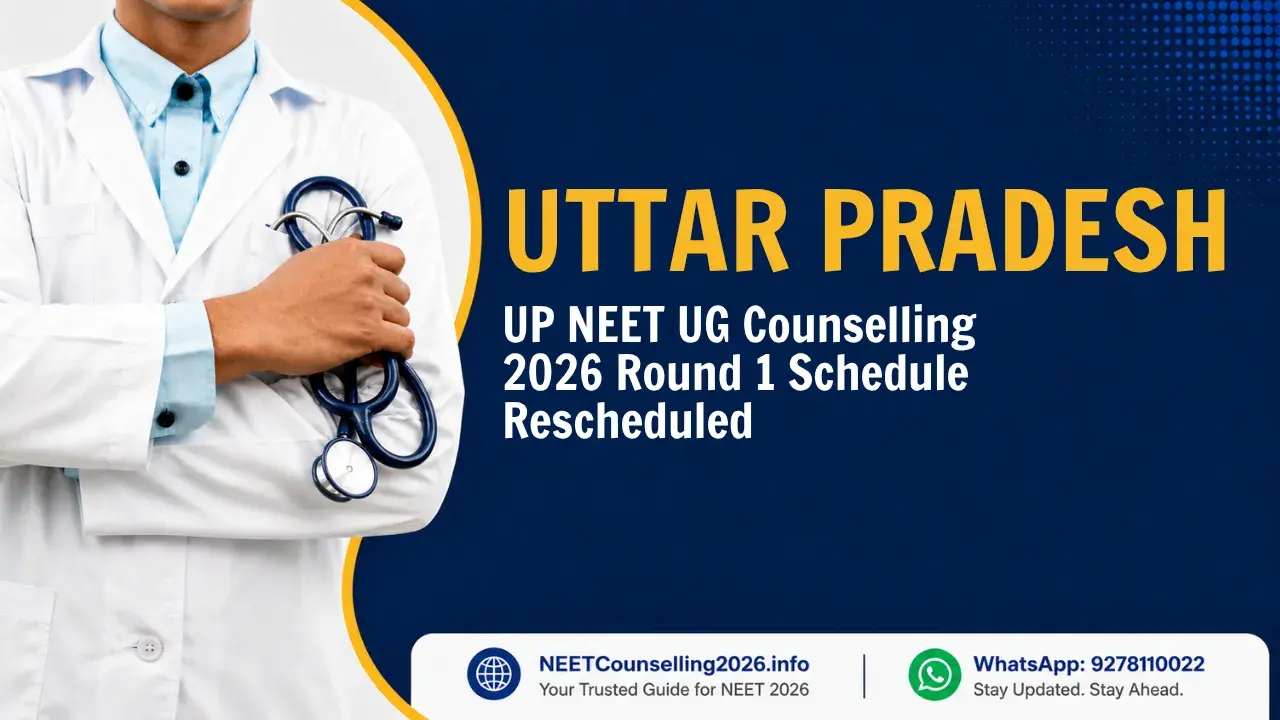 UP NEET UG Counselling 2026 Round 1 Schedule Rescheduled