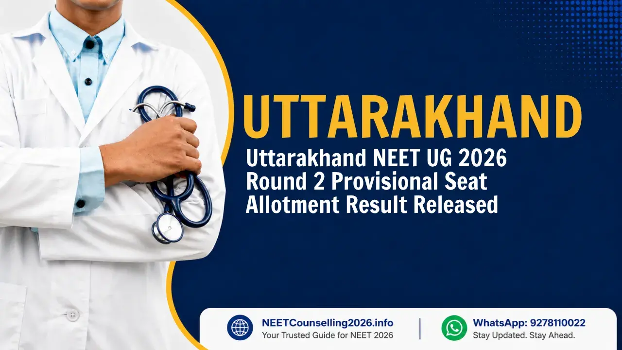 Uttarakhand NEET UG 2026 Round 2 Provisional Seat Allotment Result Released