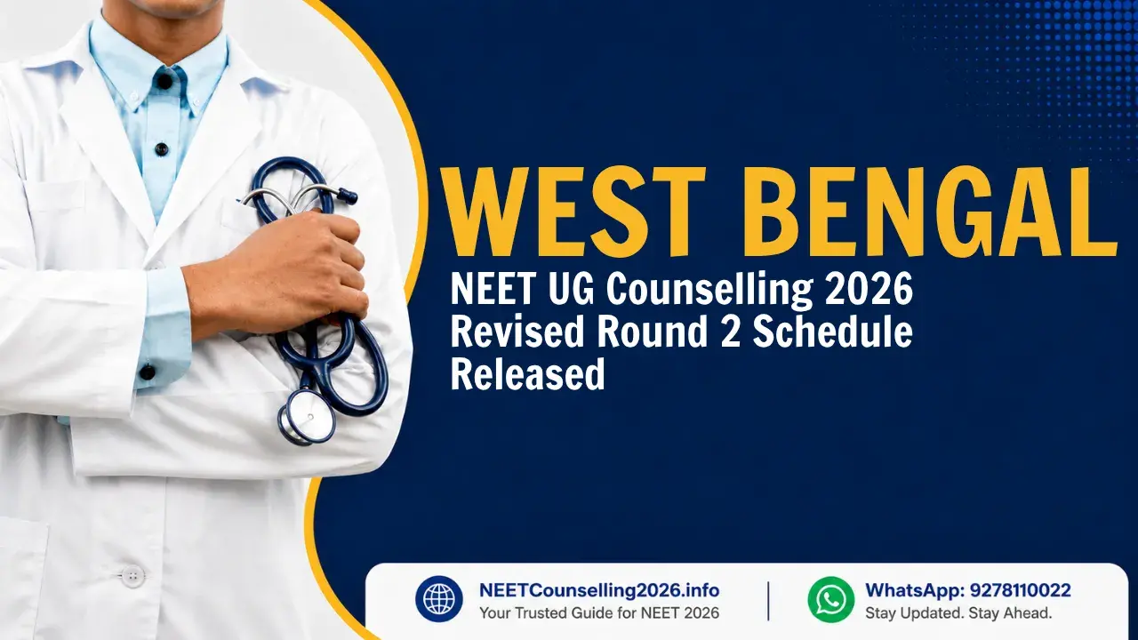 West Bengal NEET UG Counselling 2026 Revised Round 2 Schedule Released